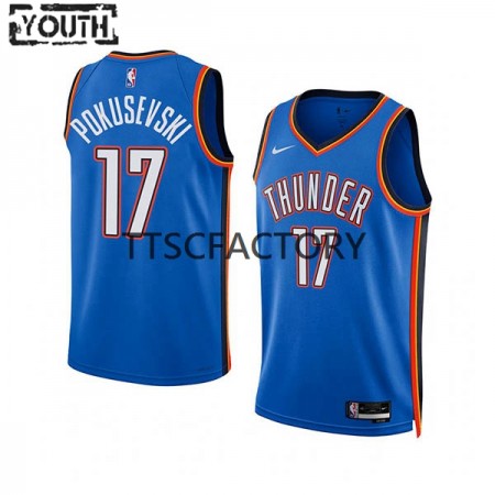 Kinder NBA Oklahoma City Thunder Trikot Aleksej Pokusevski 17 Nike 2022-23 Icon Edition Blau Swingman